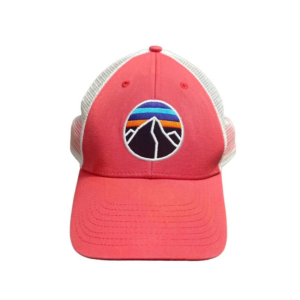 Patagonia Fitz Roy Mountain Sunset Low Profile Trucker Hat Pink Salmon Coral